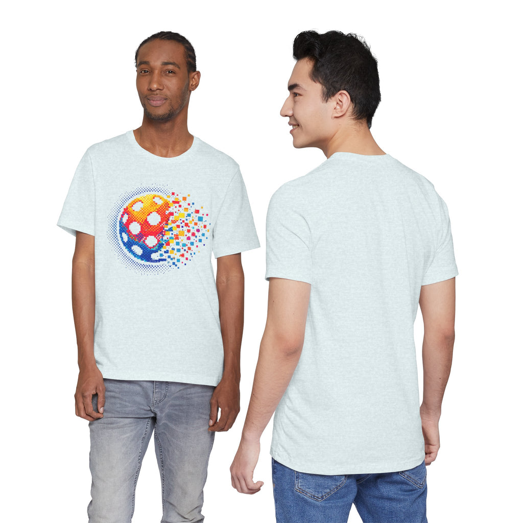 Matrix Burst Pickleball Tee by Printify featuring a retro court graphic on a comfortable T-shirt for pickleball players.