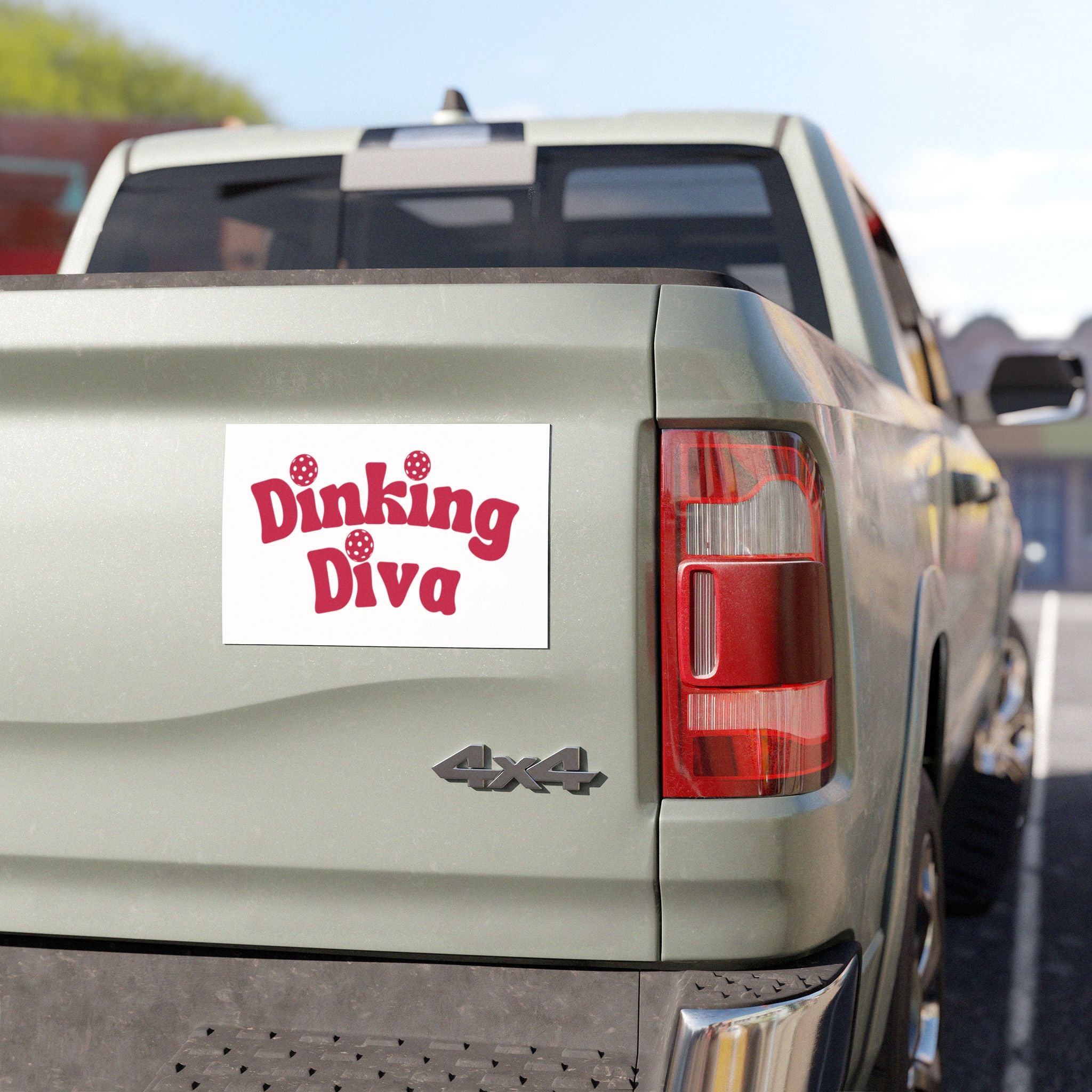 Dinking Diva pickleball car magnet, 7.5 x 4.5 inches, decorative home decor featuring a playful pickleball design.