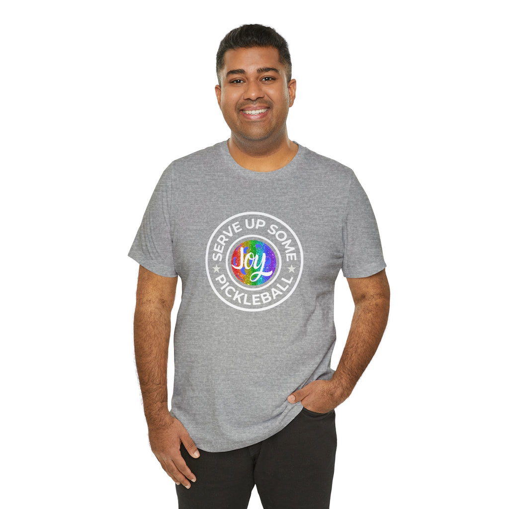 LGBTQ2 pride pickleball T-shirt by Printify featuring a colorful design celebrating LGBTQ pride and pickleball sport.