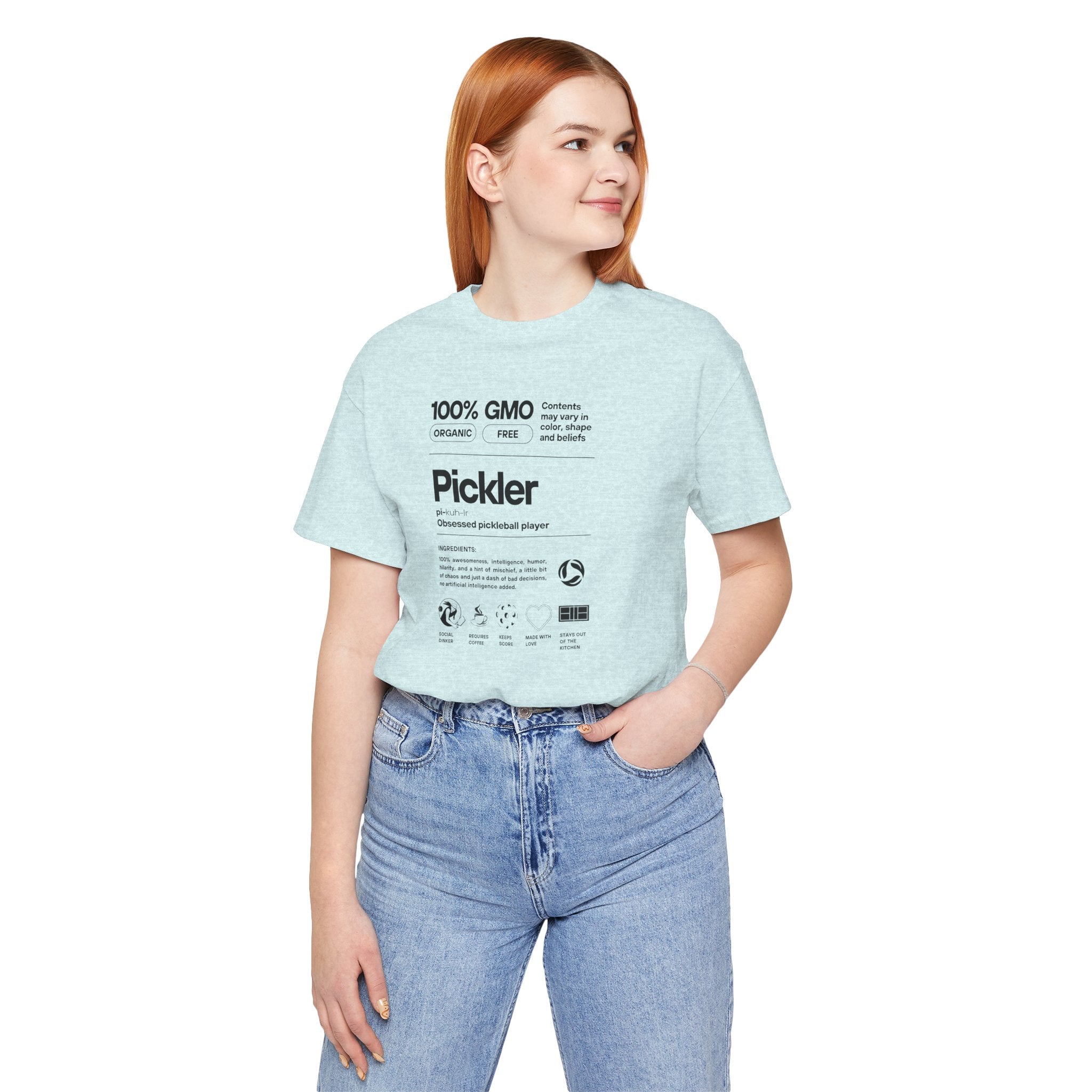 Women's Pickler Funny Definitions T-Shirt by Printify featuring black lightweight activewear with humorous pickleball-themed text.