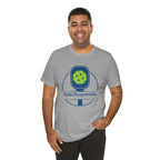 Dinks Responsibly pickleball T-shirt with paddle and ball graphic, casual humorous pickleball shirt for active sports enthusiasts.