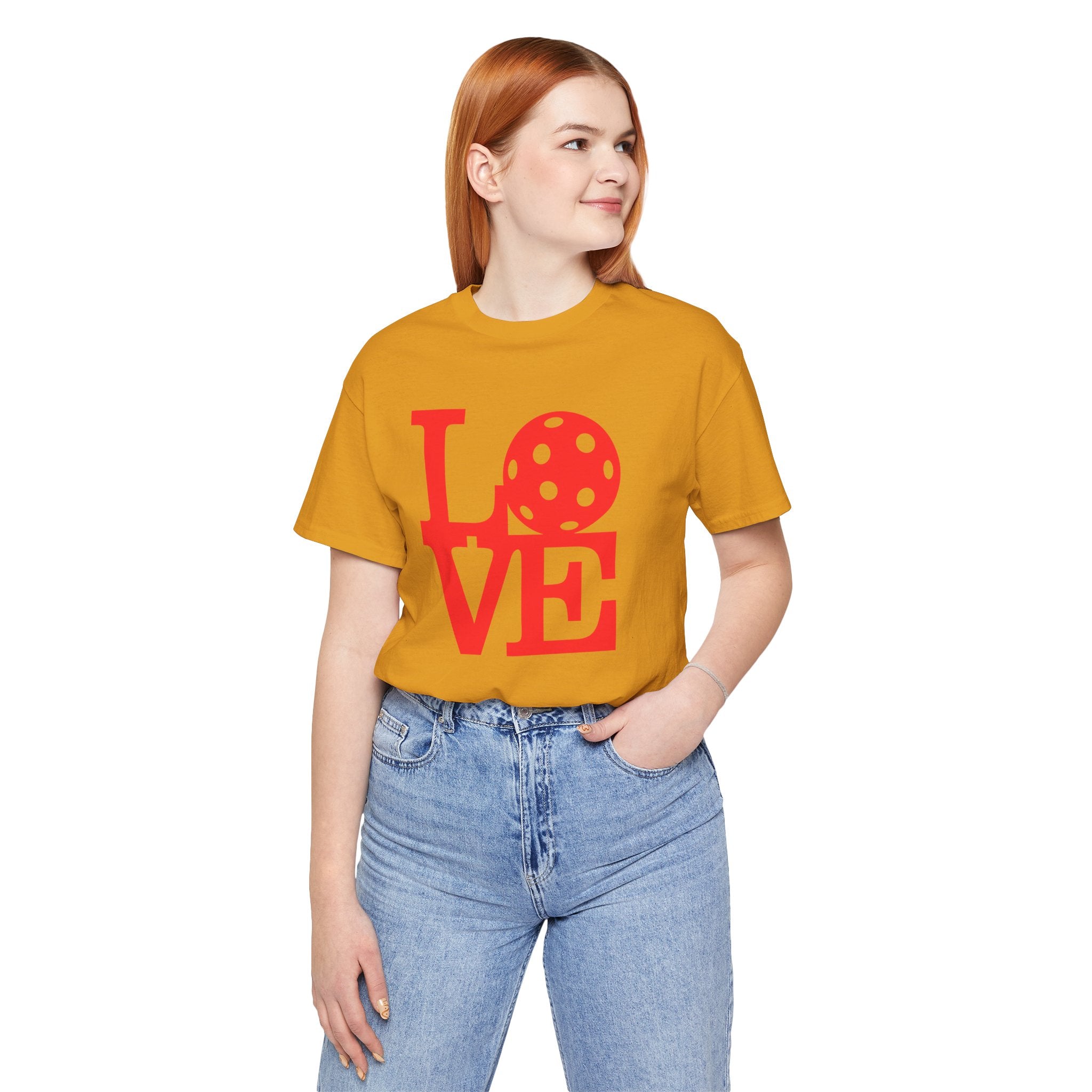 Unisex LOVE Pickleball T-Shirt | Bold Red Graphic Tee with Pickleball O | Shirt XS–4XL | 6 Colors