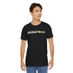 Toronto PickleTOwn T-Shirt featuring CN Tower and pickleball design, casual cotton tee for fans of Toronto sports and pickleball.