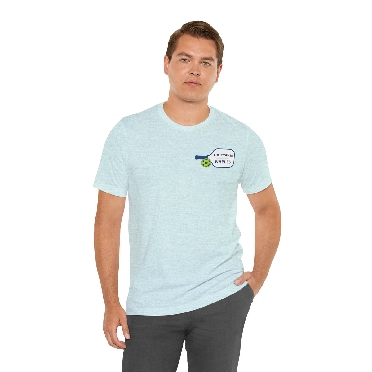 Personalized Pickleball T-Shirt | Custom Name & City Paddle Tee - Product Photo - PeaMacTees