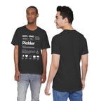 Men's Pickler Funny Definitions T-Shirt with white text, lightweight activewear featuring playful pickleball-themed design by Printify