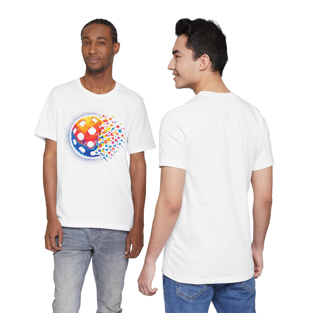 Matrix Burst Pickleball Tee, retro court graphic T-shirt by Printify featuring vibrant pickleball-inspired design.
