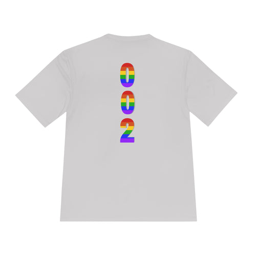 Unisex moisture-wicking Pickleball Pride T-Shirt by Printify, featuring vibrant rainbow design and comfortable performance fabric.