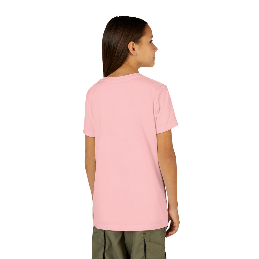 Pink Dinking Diva youth pickleball tee by Printify showing a kids' pink pickleball shirt with a playful design and fit.