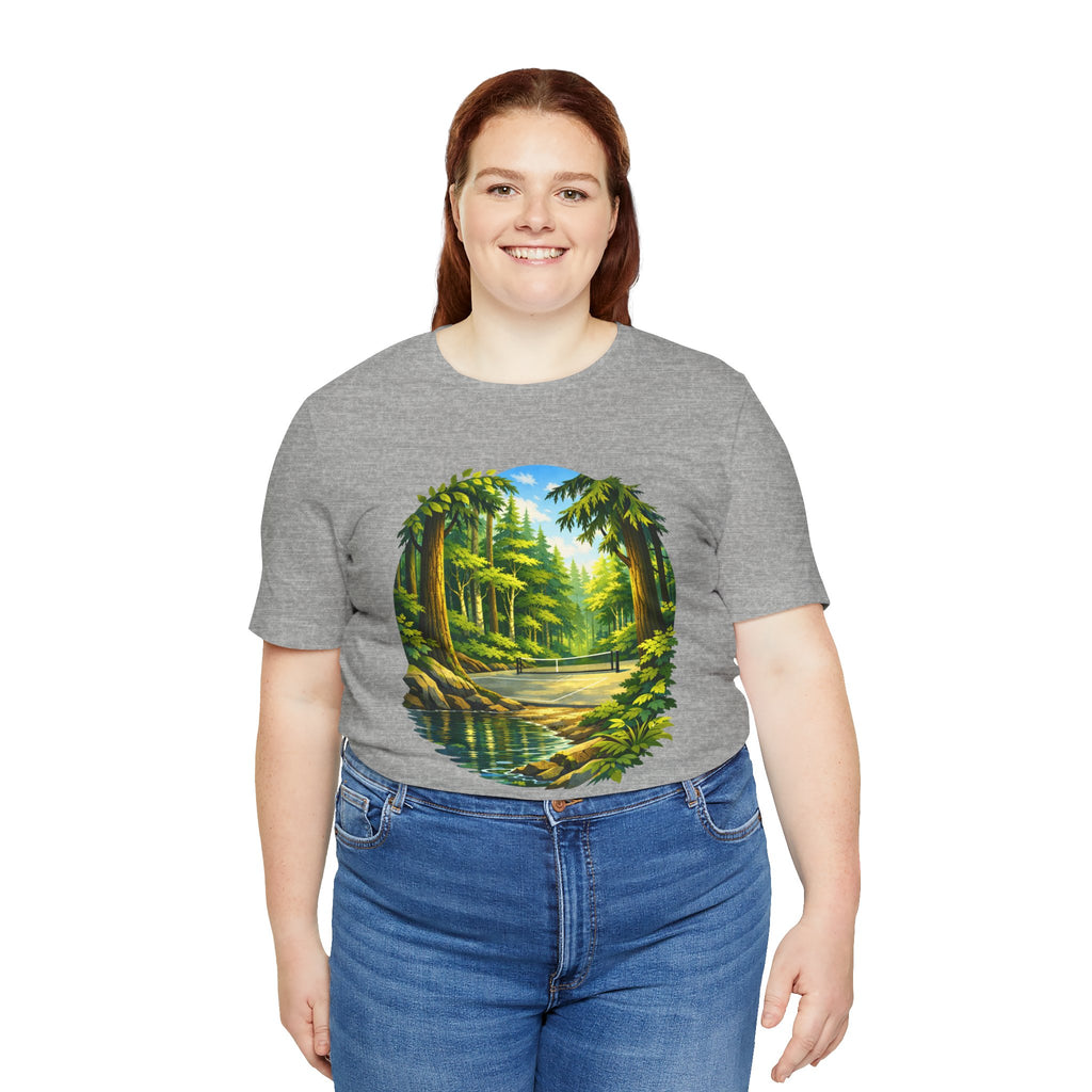 Unisex Hidden Forest Pickleball T-Shirt featuring Bainbridge Island tribute, casual cotton tee with forest graphic detail.