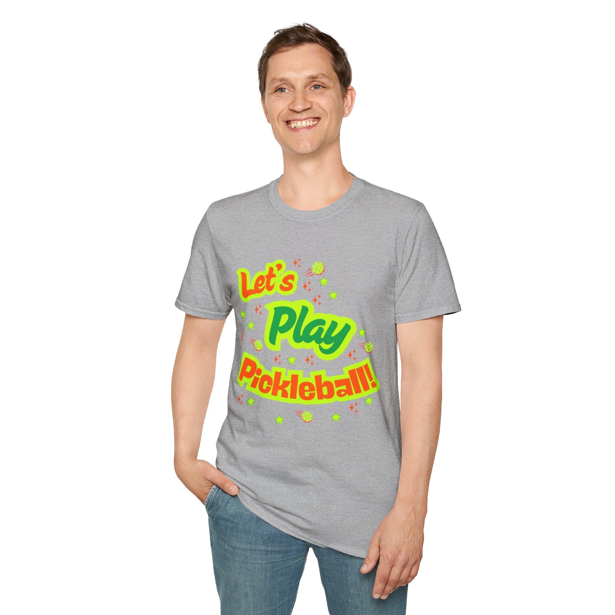 Unisex Relaxed Let’s Play Pickleball Tee | Bright Tees for Every Player | Vibrant Active Sport Graphic T-Shirt | Gift for Men & Women