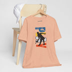 Women's retro-inspired pickleball T-shirt with vertical "PICKLEBALL" back print, casual short-sleeve tee by Printify.