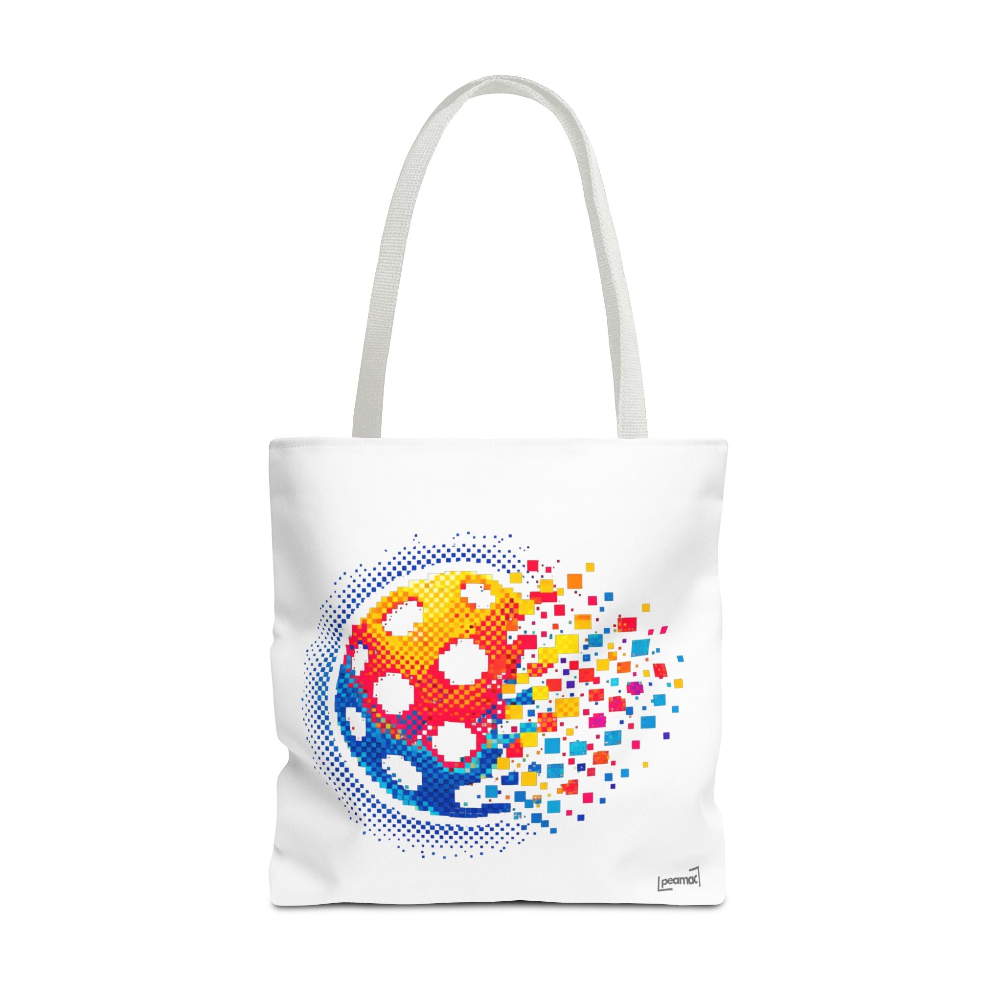 Matrix Burst Pickleball large tote bag with retro digital pickleball design, durable bags by Printify for sports and casual use