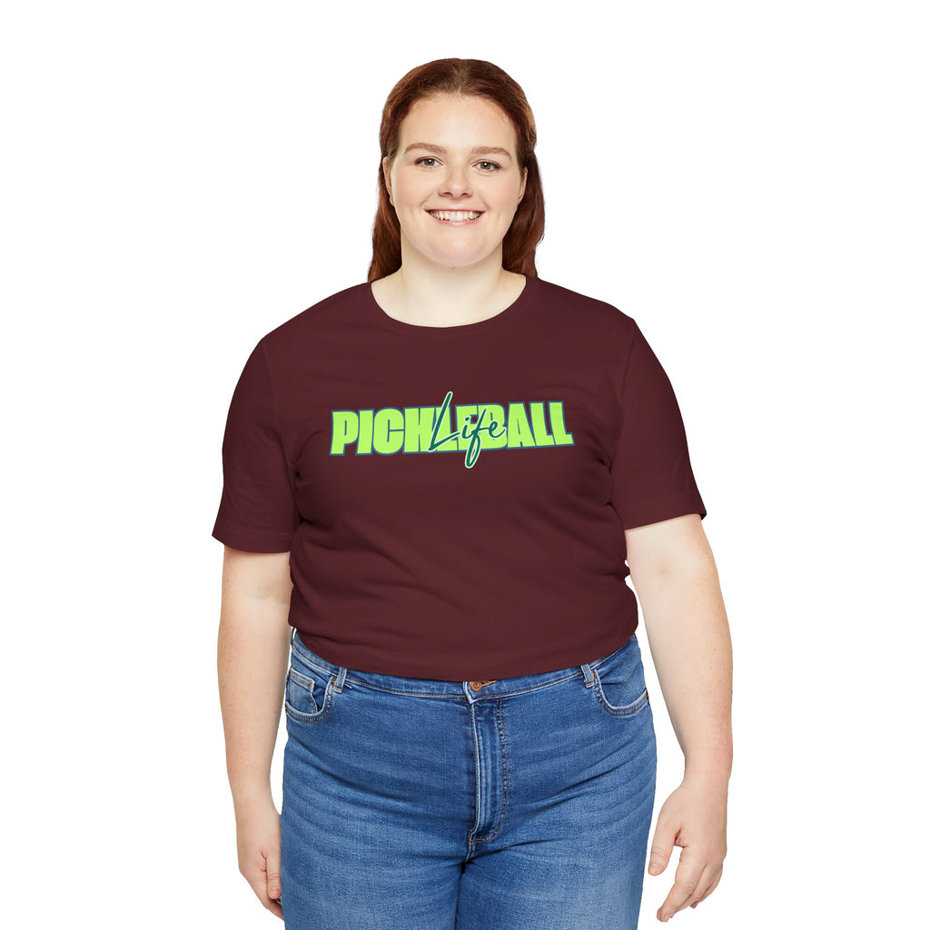 Pickleball Life Unisex T-Shirt — Bold Green & Blue Graphic Tee-PeaMac Tees