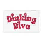 Dinking Diva pickleball car magnet, 7.5 x 4.5 inches, printed by Printify, featuring colorful pickleball-themed design on auto magnet.