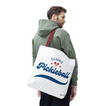 Large Printify Pickleball tote bag in red and blue with rugged, spacious design for gear storage and shoulder carrying.
