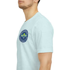 Personalized Pickleball T-Shirt by Printify with custom name on sleeve and club logo on back, featuring pickleball graphic.