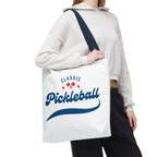 Printify Pickleball tote bag in red and blue, large 18x18 inch rugged shoulder bag for gear storage and carrying.
