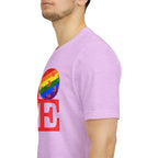 Rainbow LGBTQ2 love pickleball pride T-shirt by Printify, featuring colorful pride flag design on a casual unisex tee.