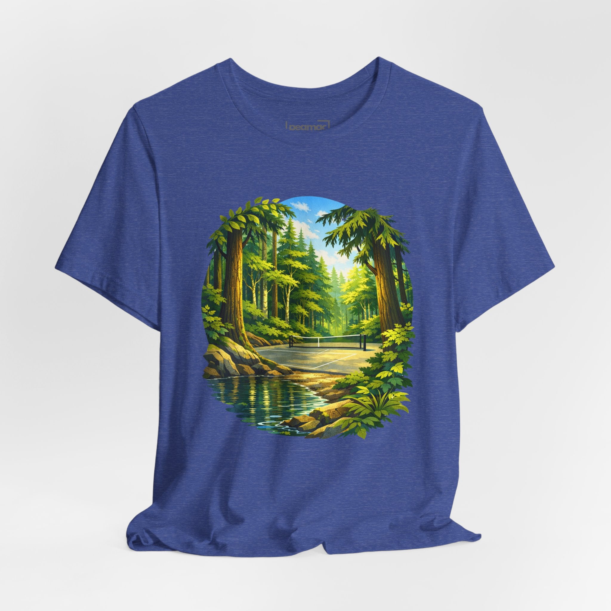 Unisex Hidden Forest Pickleball T-Shirt with Bainbridge Island tribute design by Printify, featuring forest graphic and casual fit.