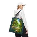 Large Bainbridge Island-inspired pickleball tote bag by Printify featuring Pacific Northwest forest court design in durable fabric.