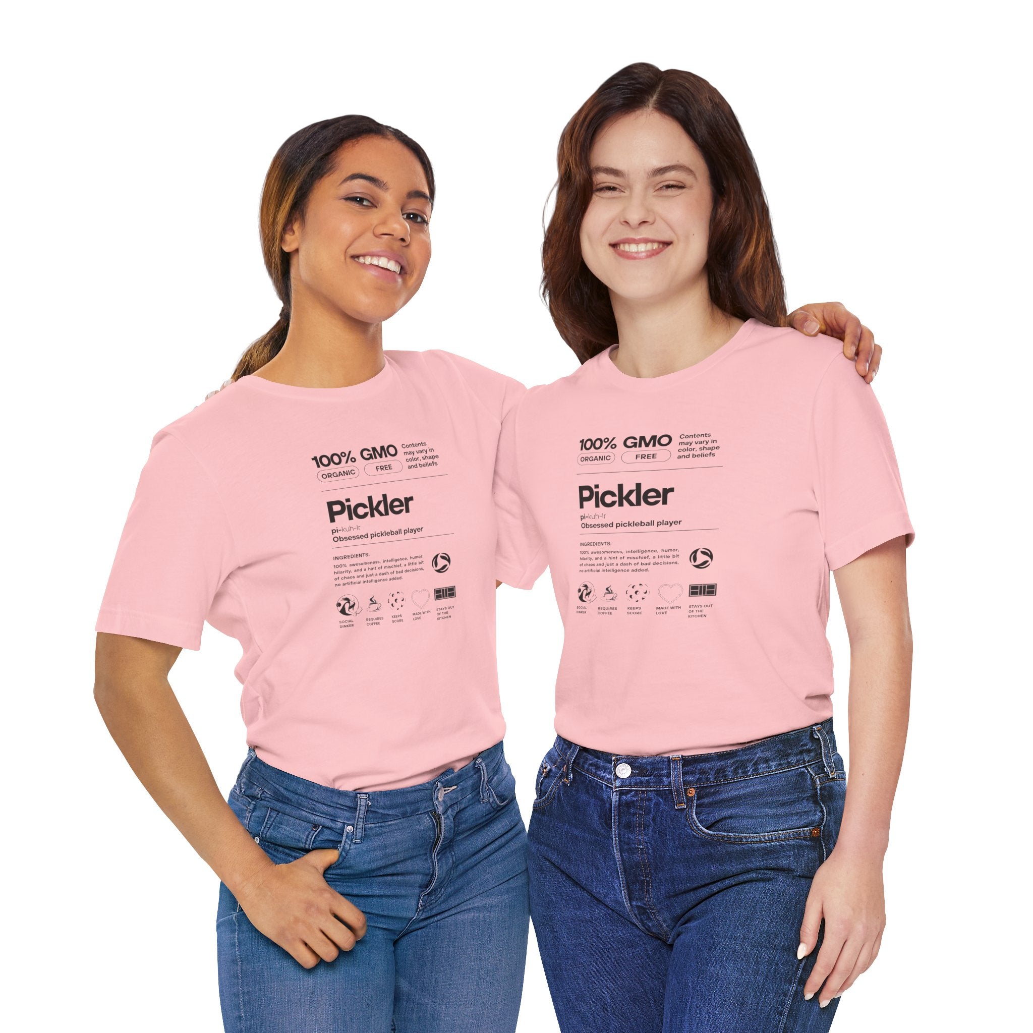 Women's Pickler Funny Definitions T-Shirt featuring black text, lightweight activewear, perfect for pickleball fans and casual wear.
