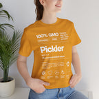 Women's Pickler Funny Definitions T-Shirt with white text, lightweight activewear, perfect for pickleball enthusiasts and casual wear.