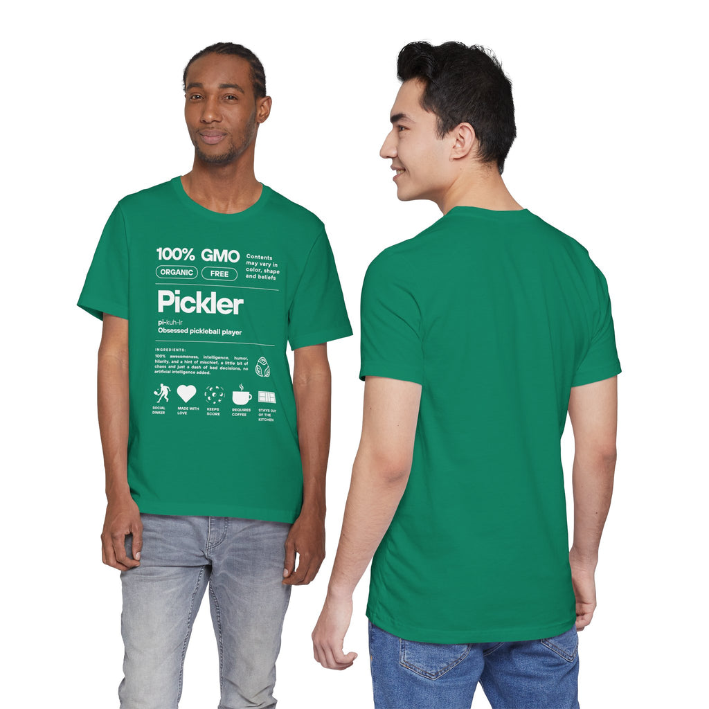 Men's Pickler Funny Definitions T-Shirt with white text, lightweight activewear, perfect for pickleball enthusiasts.