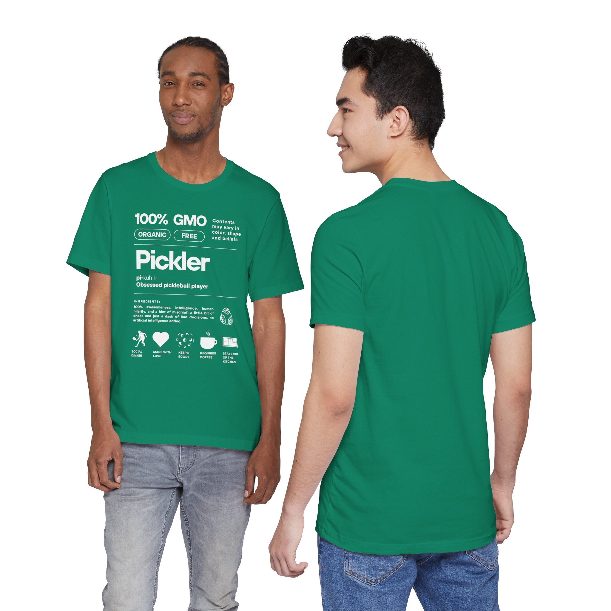 Men's Pickler Funny Definitions T-Shirt with white text, lightweight activewear, perfect for pickleball enthusiasts.