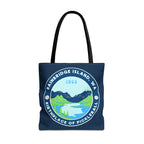 Large Pickleball tote bag by Printify featuring Bainbridge Island WA, the birthplace of pickleball, with spacious interior for gear.