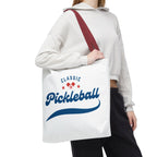 Large Pickleball Classic tote bag in red and blue with shoulder straps, rugged and roomy 18x18-inch storage for gear.