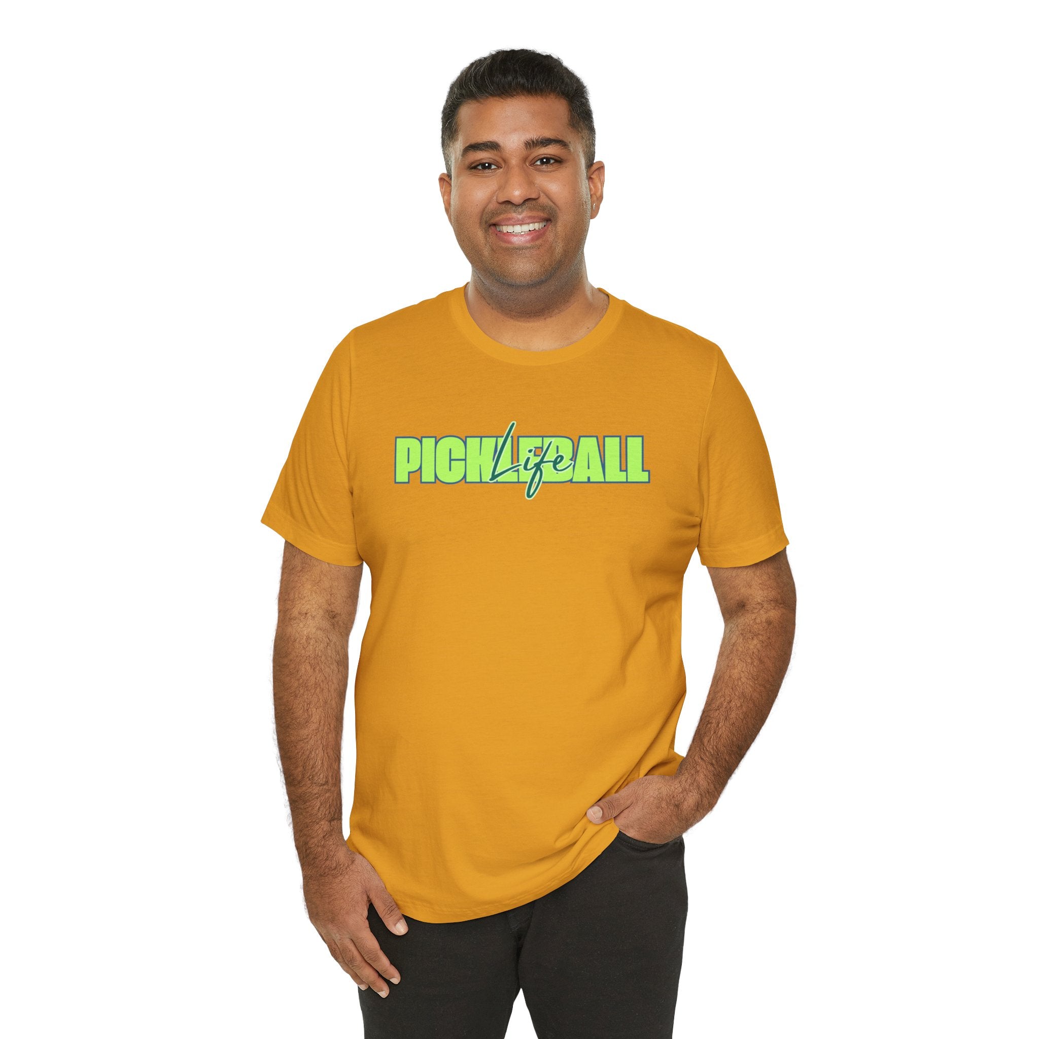 Pickleball Life Unisex T-Shirt — Bold Green & Blue Graphic Tee-PeaMac Tees