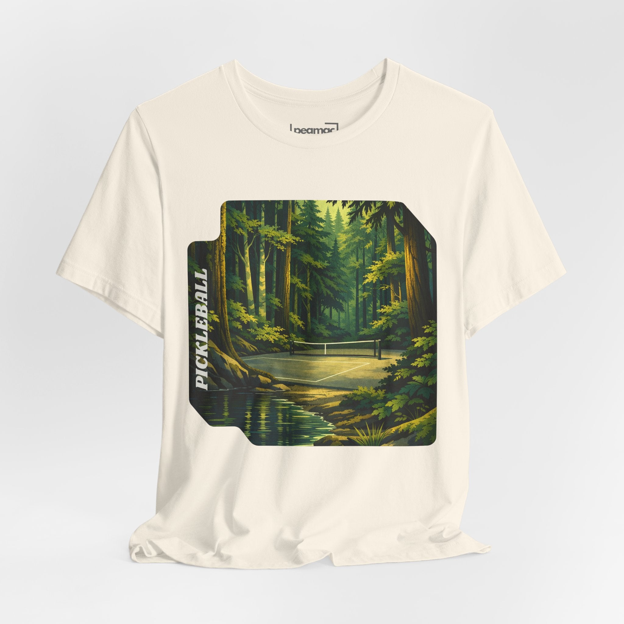 Unisex Hidden Forest Pickleball T-Shirt by Printify featuring a Bainbridge Island tribute design on a casual tee.