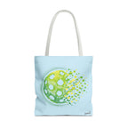 Matrix Burst Pickleball tote bag in green, yellow, and light blue, 18x18 inches, designed for sports and casual use.