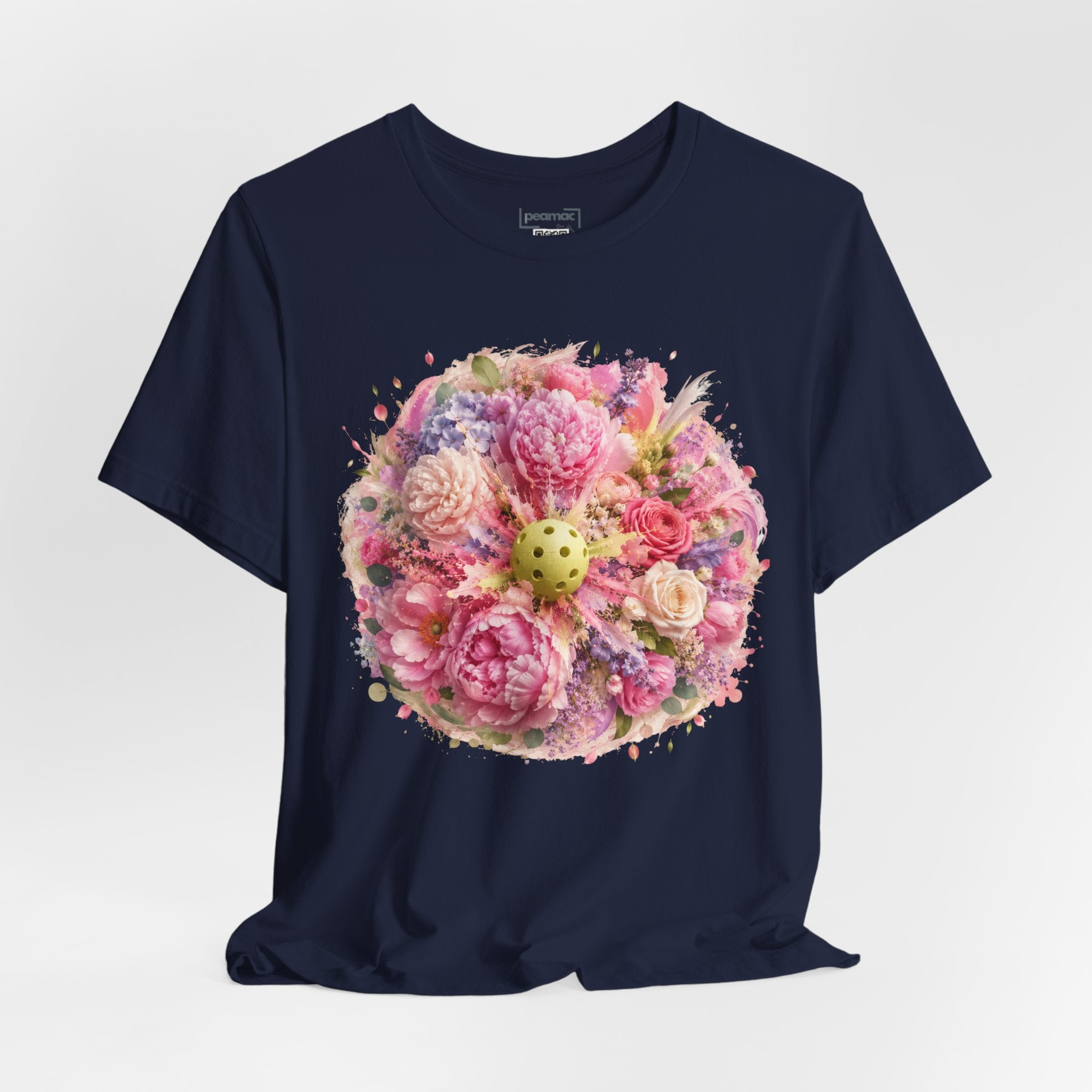 Peony Pickleball Tee by Printify, unisex cotton T-shirt featuring a floral peony design, casual and comfortable for everyday wear.