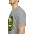 Unisex Hidden Forest Pickleball T-Shirt with Bainbridge Island tribute design, featuring a nature-inspired print on a comfortable tee.