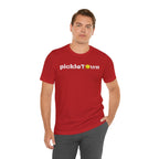 Toronto PickleTown T-Shirt featuring CN Tower and pickleball design, casual graphic tee by Printify.