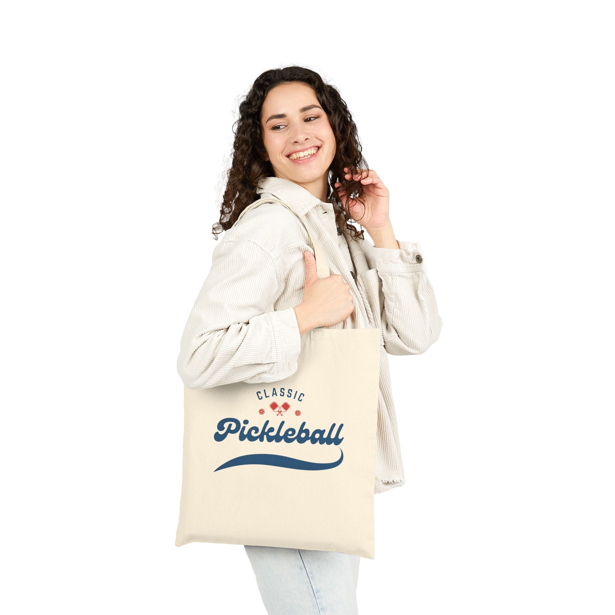 Pickleball Classic Red & Blue Canvas Tote for Gear & Gifts | Durable Natural Cotton Shoulder Bag | Gift for Men & Women