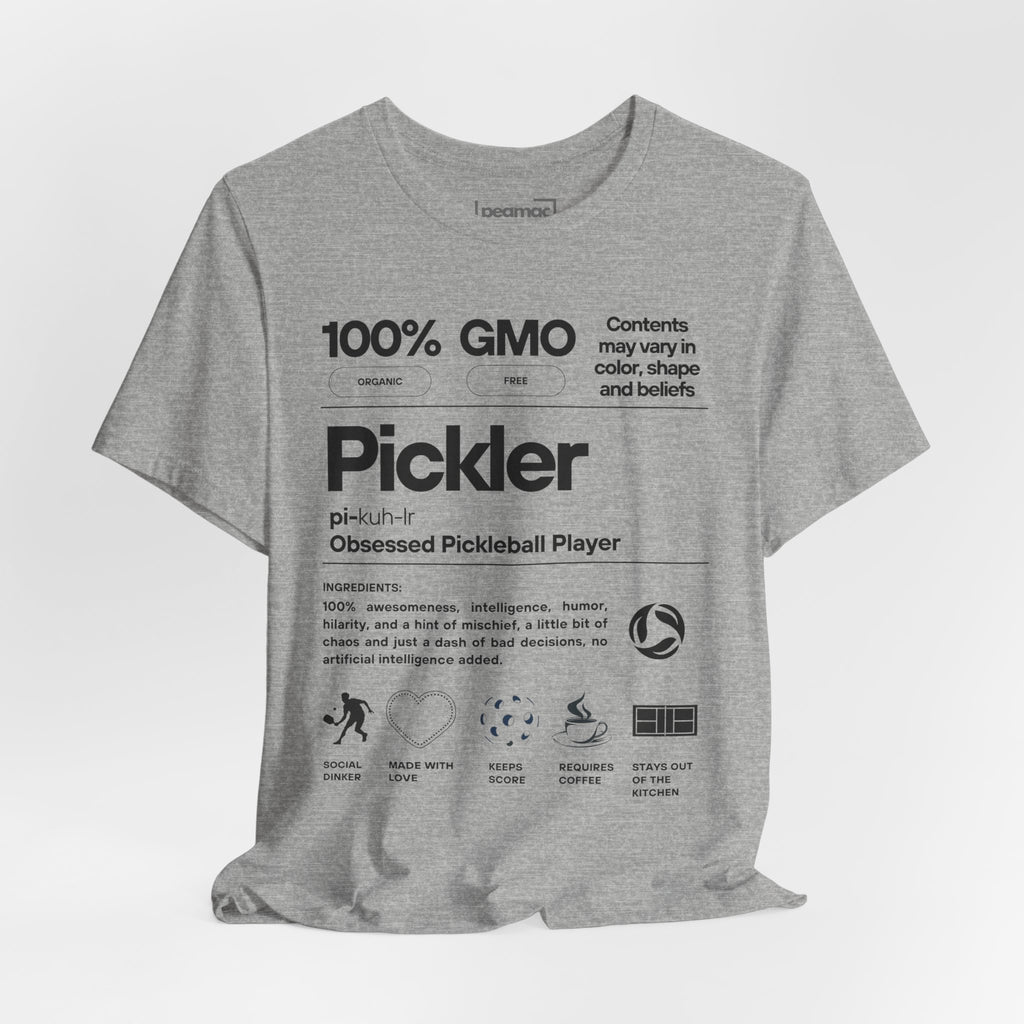Men's black Pickler Funny Definitions T-Shirt featuring pickleball-themed text, lightweight activewear by Printify.