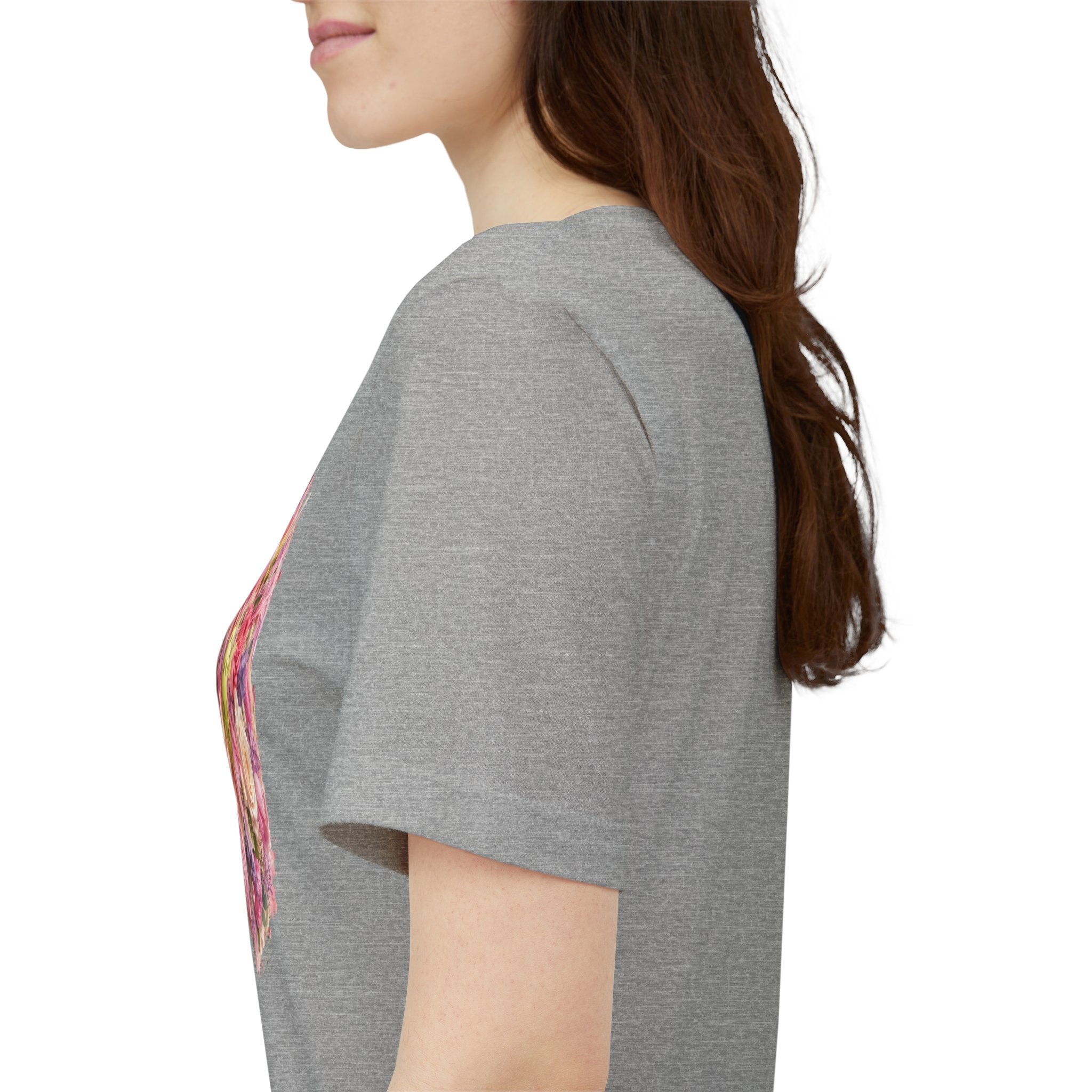 Peony Pickleball Tee by Printify, premium cotton unisex T-shirt with a colorful peony pickleball design on front.