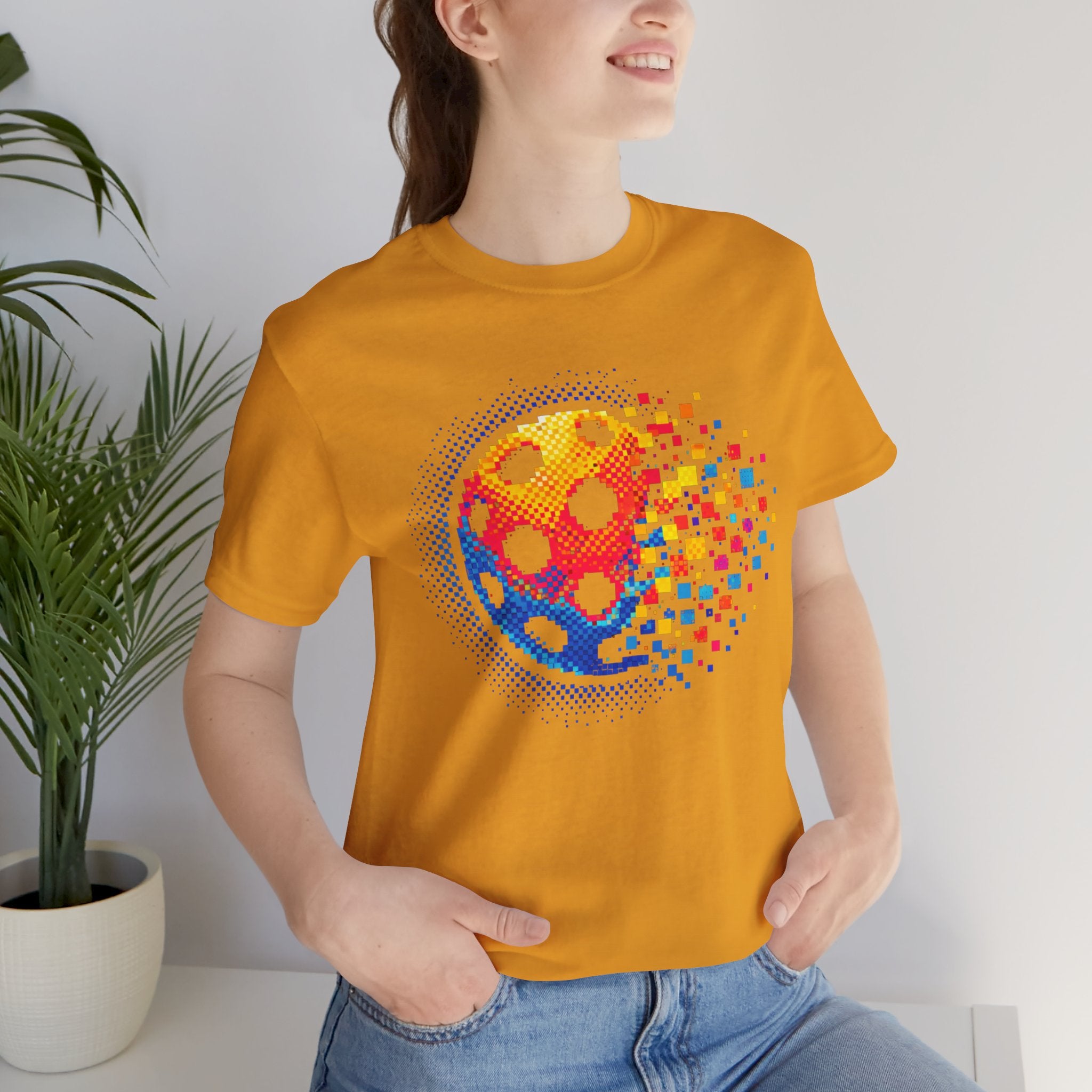 Matrix Burst Pickleball T-Shirt with Retro Court graphic, short-sleeve design, cotton fabric, vibrant print, casual athletic style