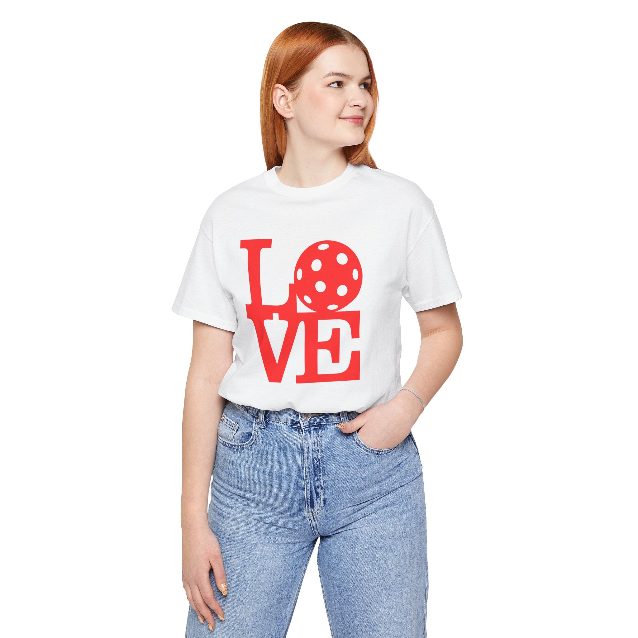 Unisex LOVE Pickleball T-Shirt | Bold Red Graphic Tee with Pickleball O | Shirt XS–4XL | 6 Colors