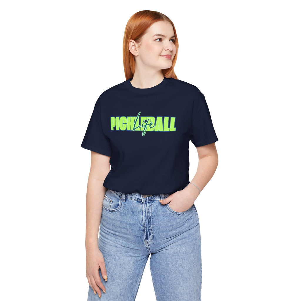 Pickleball Life Unisex T-Shirt — Bold Green & Blue Graphic Tee-PeaMac Tees