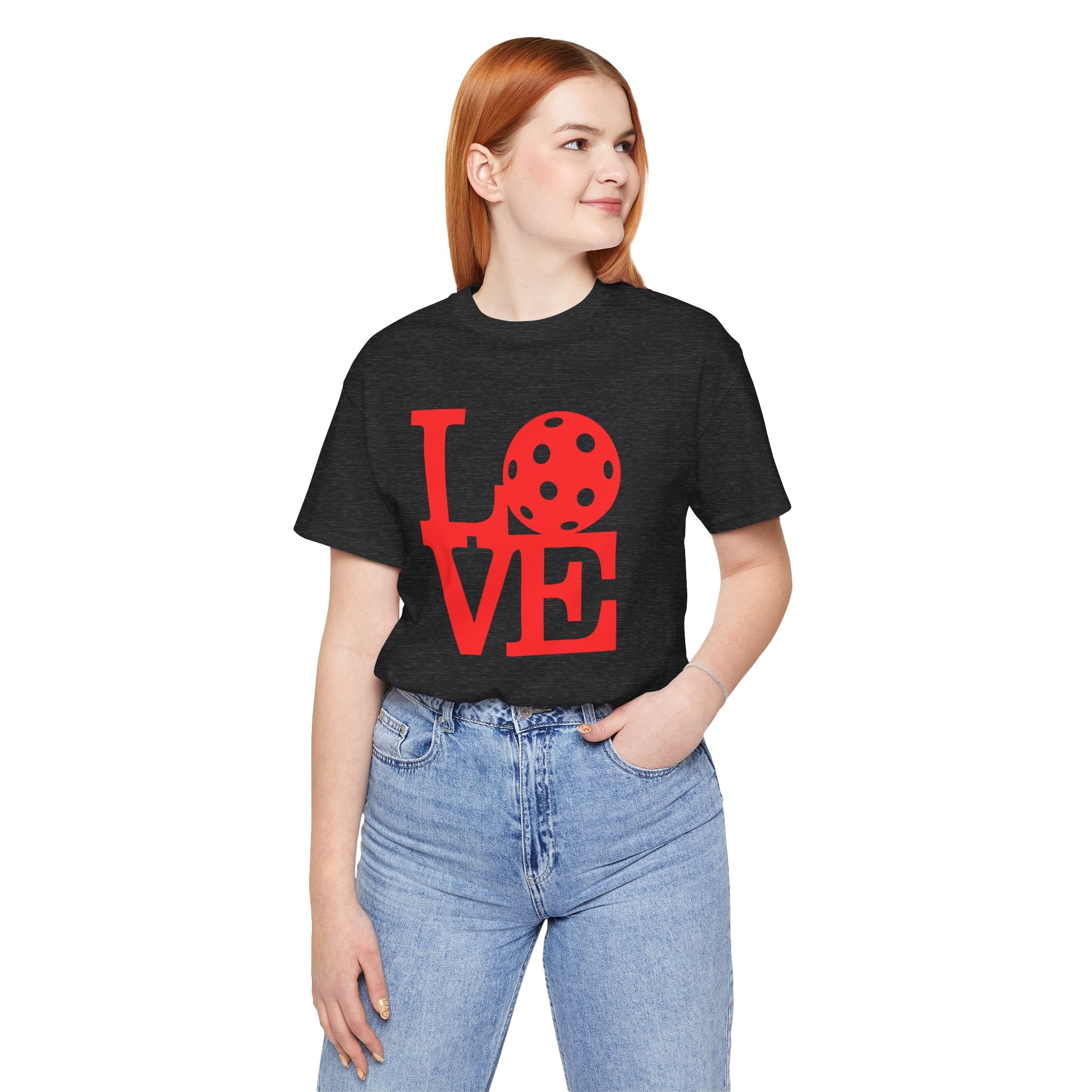 Unisex LOVE Pickleball T-Shirt | Bold Red Graphic Tee with Pickleball O | Shirt XS–4XL | 6 Colors