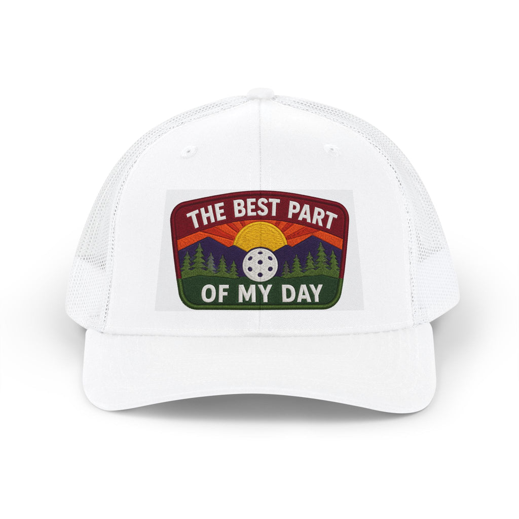 Embroidered Pickleball Trucker Cap — “The Best Part of My Day” Retro Outdoor Patch