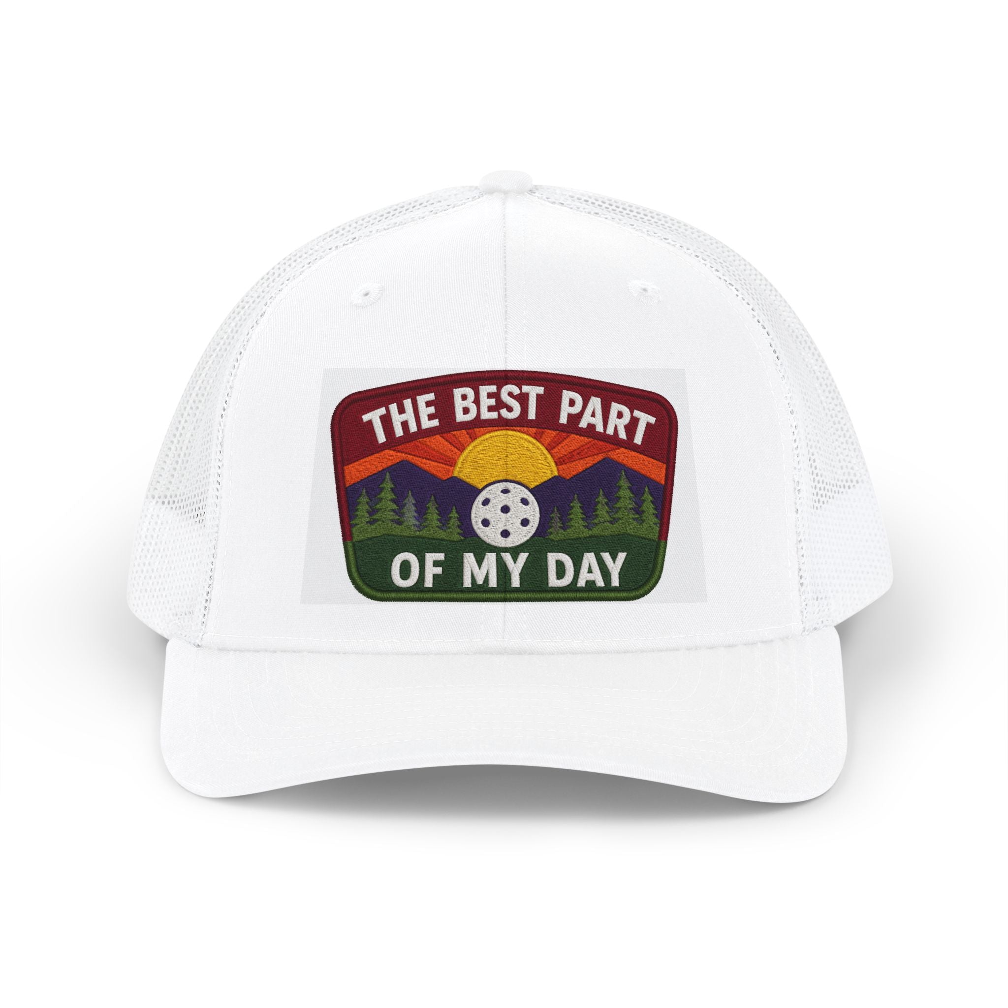 Embroidered Pickleball Trucker Cap — “The Best Part of My Day” Retro Outdoor Patch