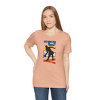 Women's retro-inspired Pickleball T-shirt with a vertical back print, featuring bold 'PICKLEBALL' text on a stylish casual tee.