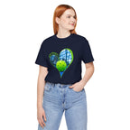 White pickleball T-shirt with "My Heart Belongs to Pickleball" print, casual fit, unisex design for players and fans.