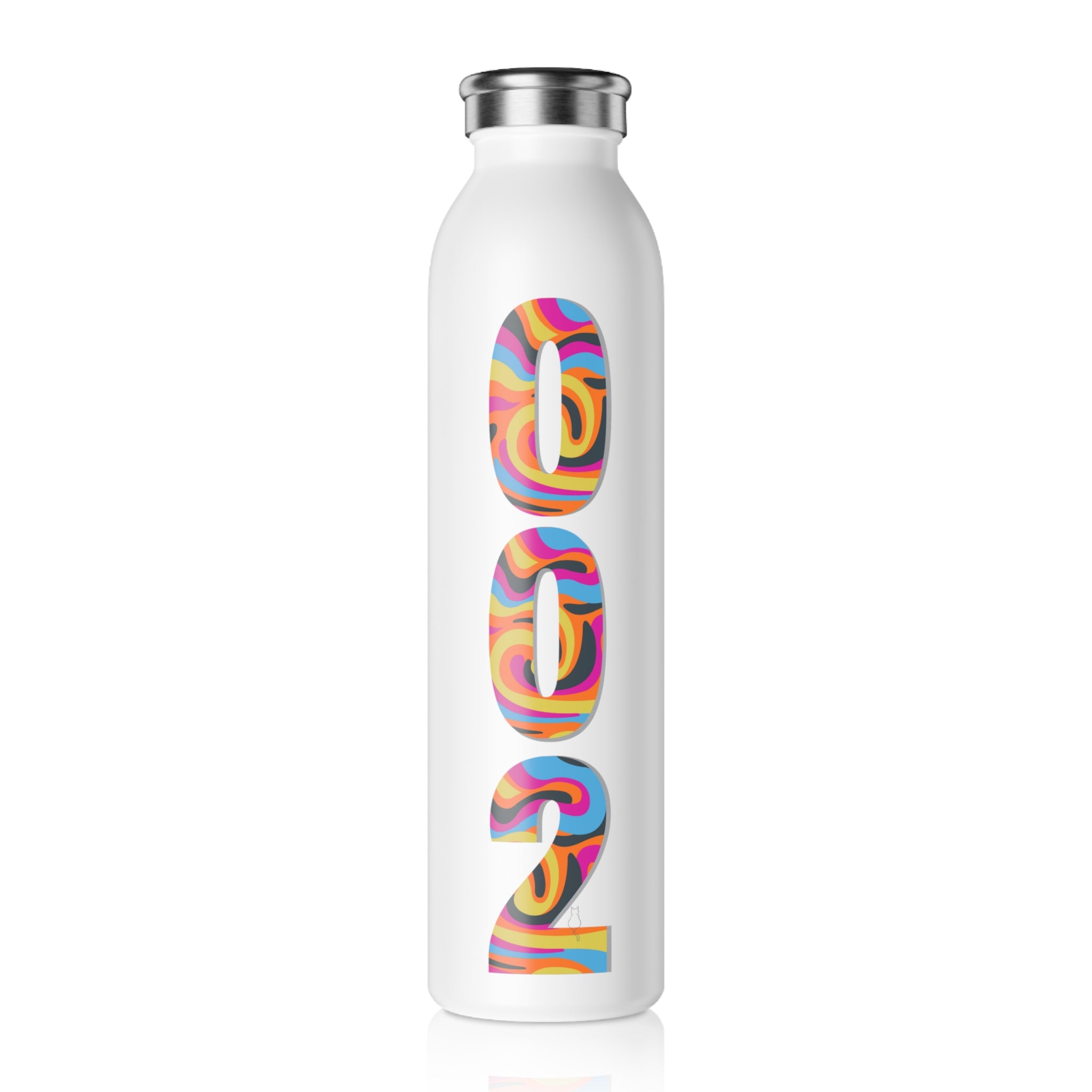 Stainless steel 20oz pastel psychedelic pickleball hydration bottle with retro design, ideal for sports and outdoor activities.