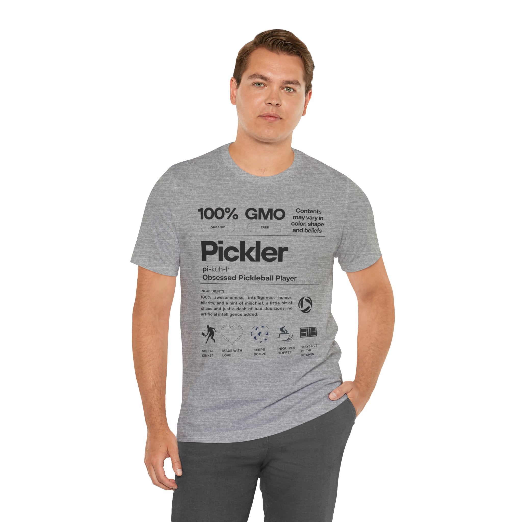 Men's black Pickler Funny Definitions T-shirt with pickleball-themed text, lightweight activewear by Printify