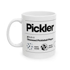 Funny Pickler Definition Coffee Mug by Printify, ceramic 11oz or 15oz women’s pickleball-themed mug with humorous design.